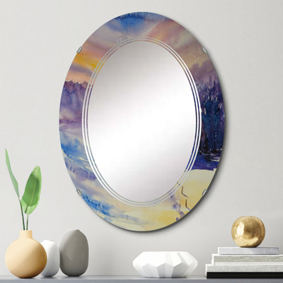 Miroir mural violet mauve recouvert de neige - traditionnel