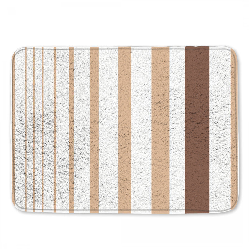 Tapis de bain beige rayé brun, L 24 po x L 17 po