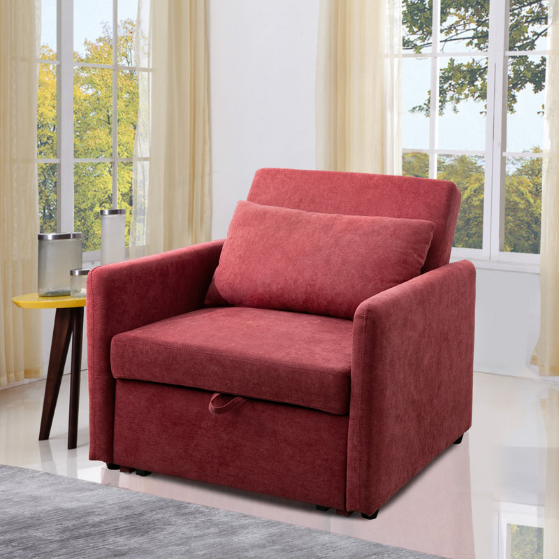 36 In. Polyester Twin Size Sofa Bed, Red