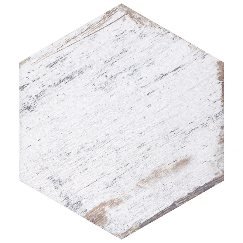 Retro 7" x 8" Porcelain Wood Look Wall & Floor Tile, Blanc