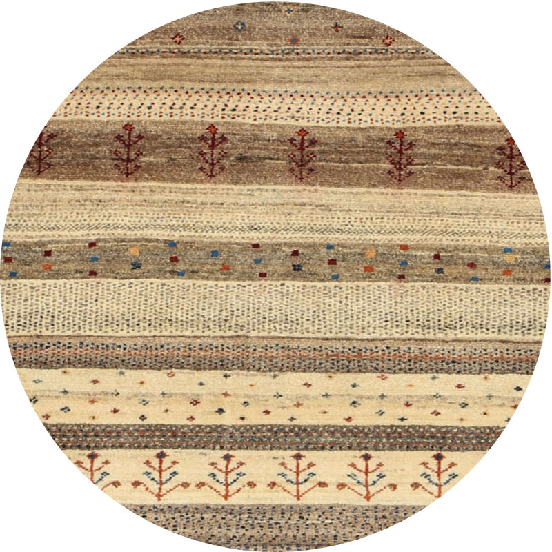 Tapis beige / gris, Rond 5 pi