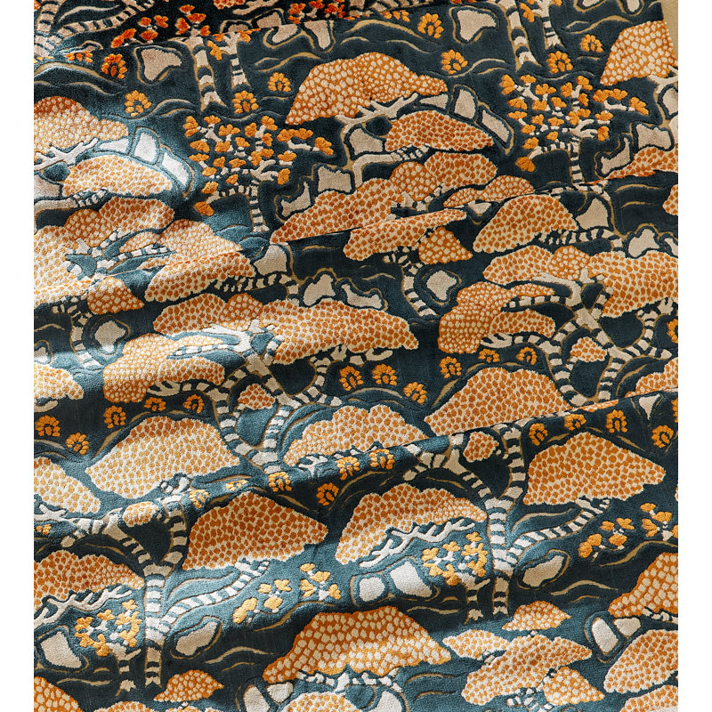 Bonsai & Gingko Fabric, Midnight/Orange