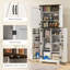 Armoire de rangement pour garde-manger 64 po avec 8 étagères à épices et 8 tablettes réglables, blanc