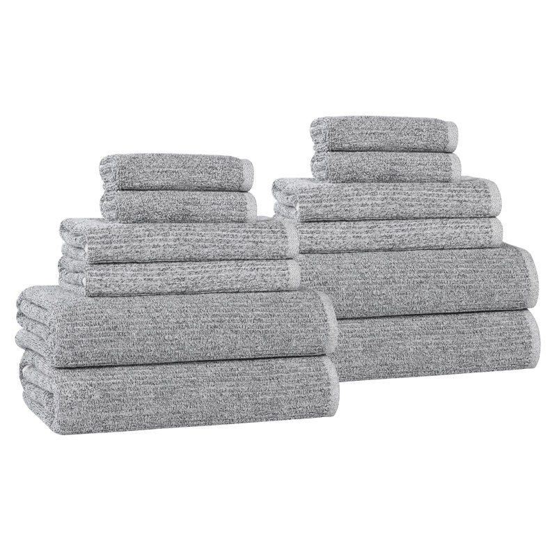 Ensemble de serviettes 12 pièces Destin, Gris anthracite