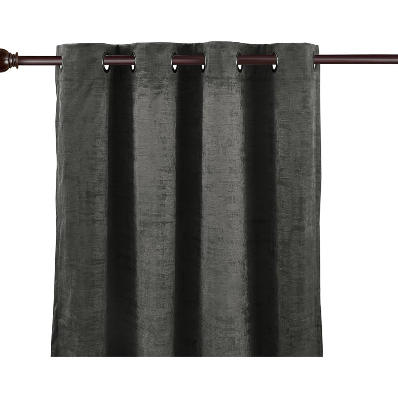 Parker Premium Textured Velvet Grommet Curtain Set ( 2 Panels ), Dark Gray, 50" W x 108" L