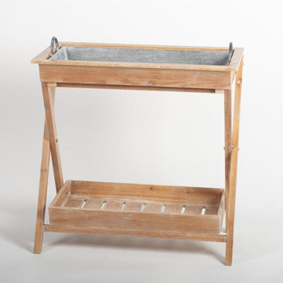 Wood And Metal Foldable Plant Stand