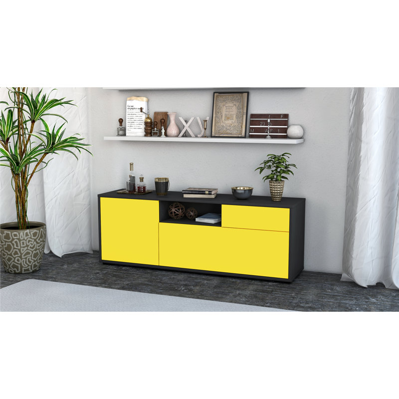 Wyckoff TV Stand for TVs up to 60", Yellow / Matte Anthracite