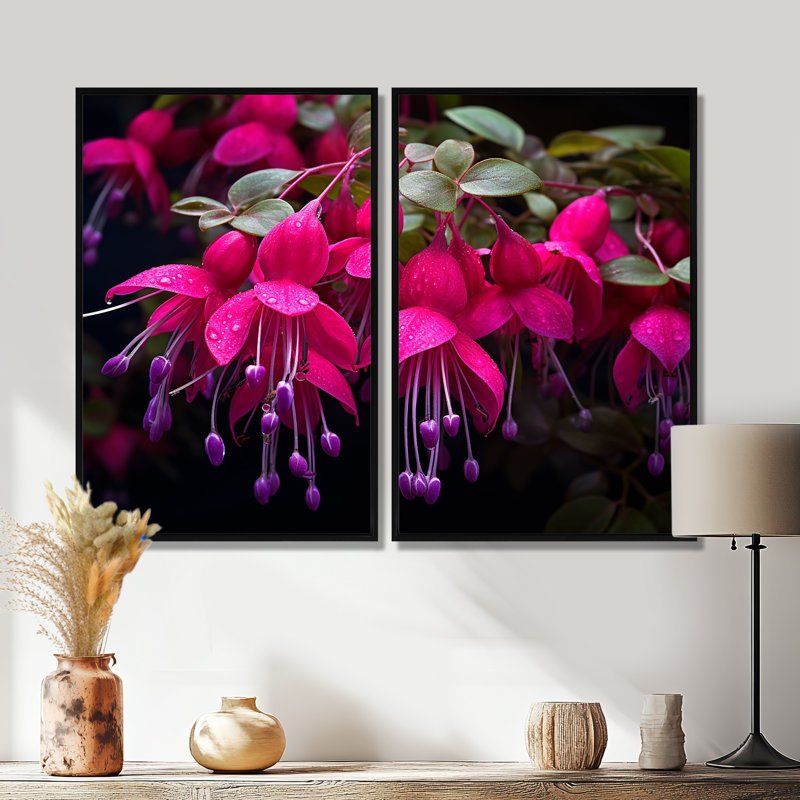 Foerster - Fuschia, ensemble de 2 reproductions d'art sur toile, Reproduction encadrée sans passe-partout, Black