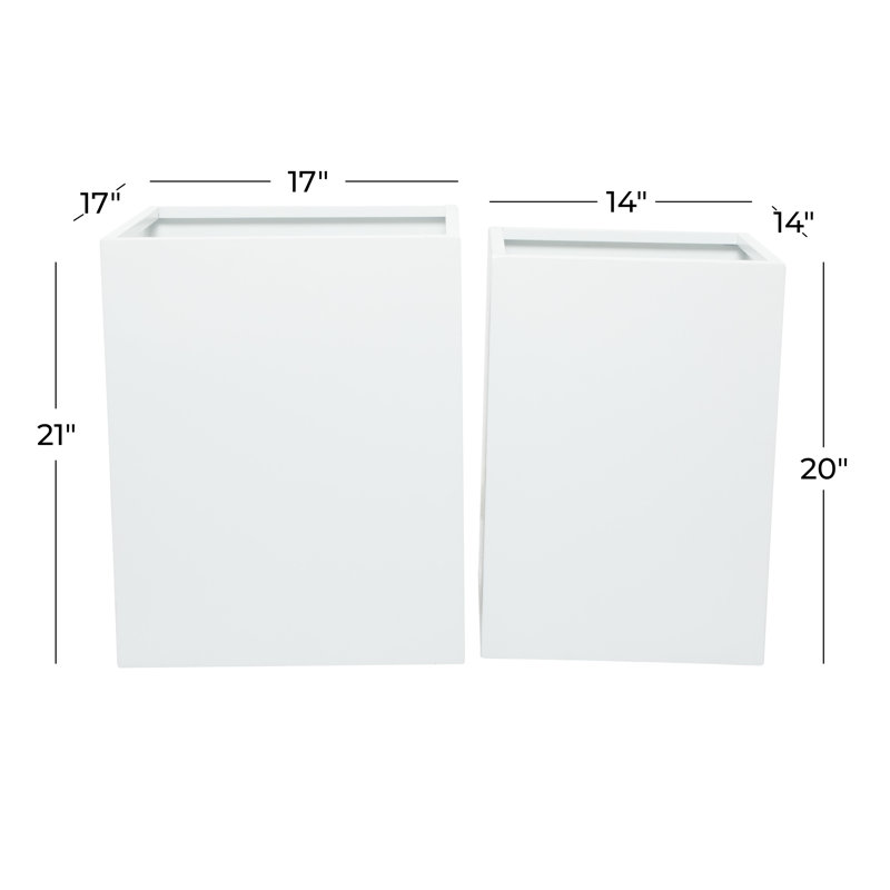 Etha Metal Planter Box - Set of 2, White