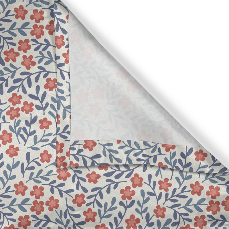 Rideau à œillets à motif floral 2 panneaux Dakota Fields, 50 po x 120 po, bleu corail crème, L 50 po x L 108 po