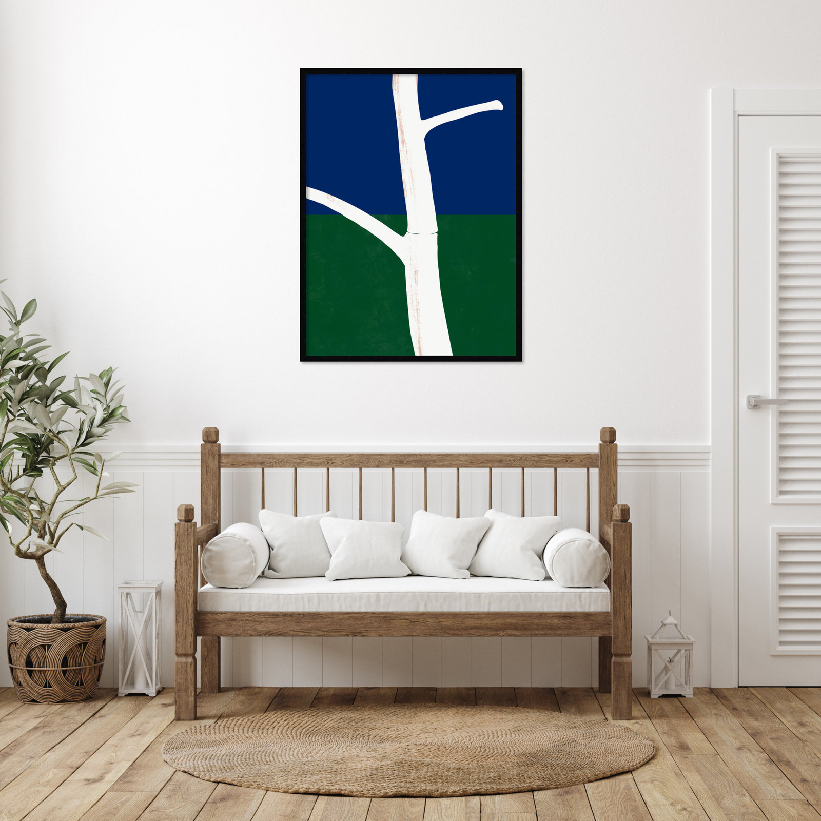 White Bark Print by Little Dean, 41" H x 31" W, Brown Framed