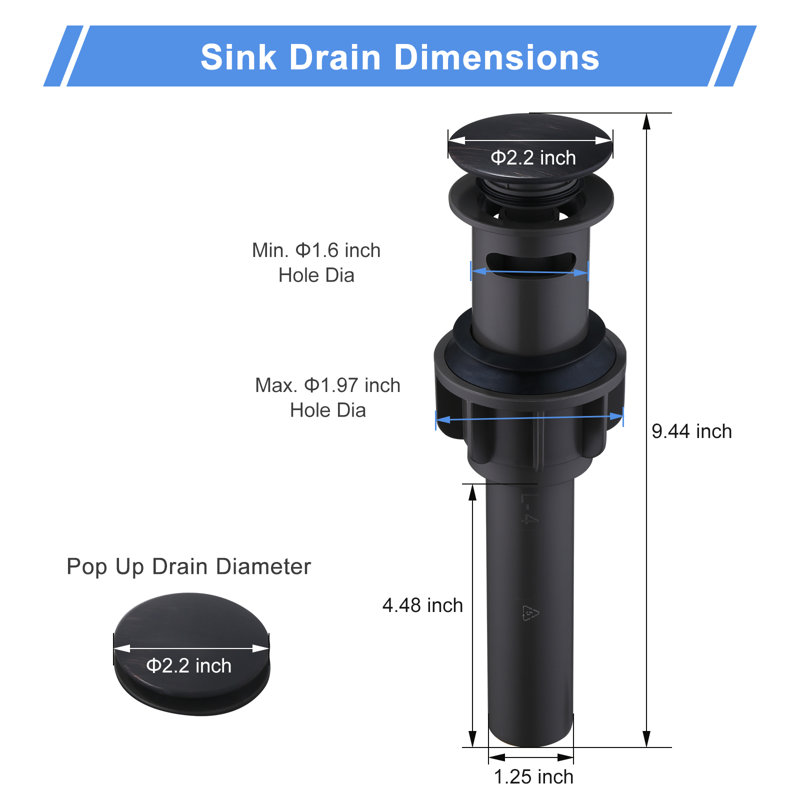 Pop-Up Bathroom Sink Drain with Overflow, Oil Rubbed Bronze
