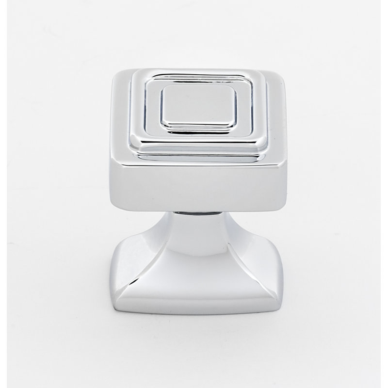 Square Knob, 1.25" H x 1" W x 1" D, Polished Chrome