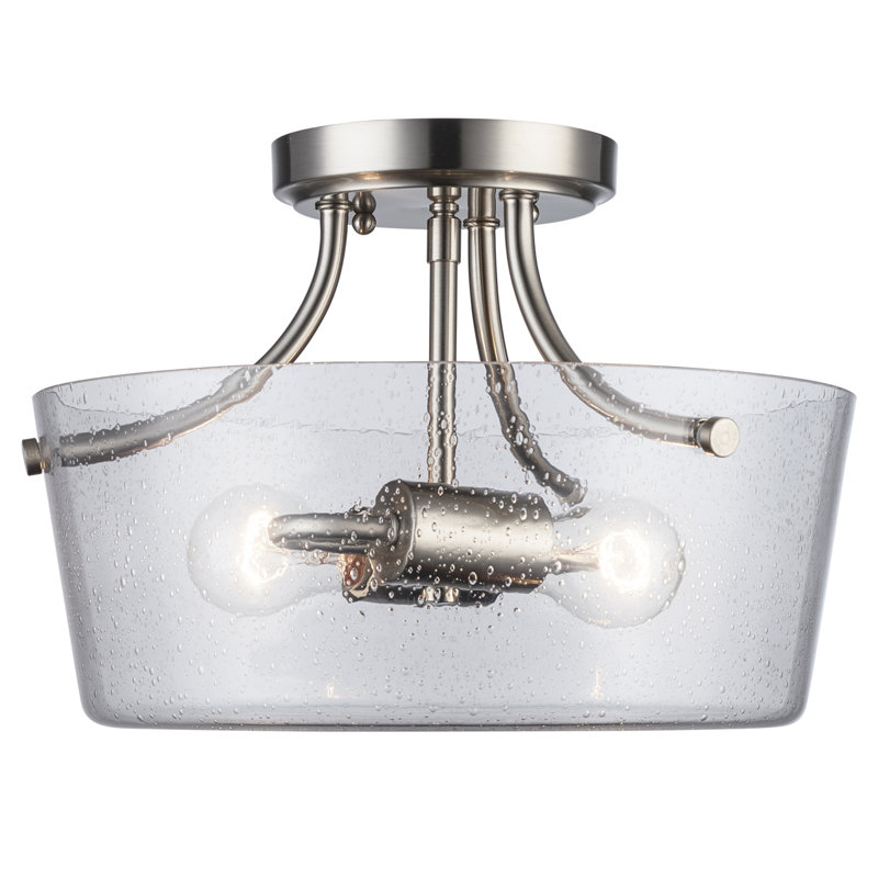 Plafonnier encastré 2 lumières Mod Pod, Nickel brossé