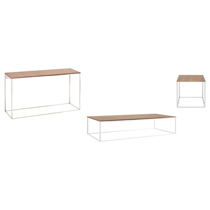 Minimalista 3 - Piece Coffee Table Set, Walnut, Stainless Steel, Walnut