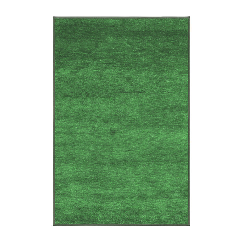 Tapis contemporains vert émeraude lavable à la machine 1797, Rectangle 3 pi x 5 pi