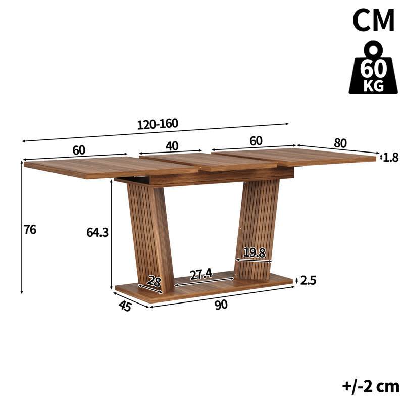 160 " Dining Table, Brown