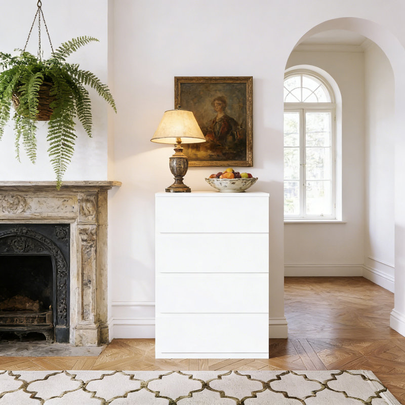Chest of Drawers, 4-Drawer Storage Cabinets, White