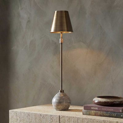 Lampe en travertin foncé Uttermost Jaycee