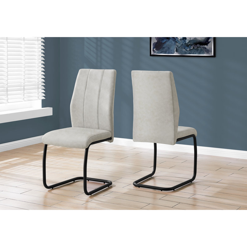 2 chaises de salle à manger rembourrées, simili suède gris, structure en métal noir, Modern Charm Grace