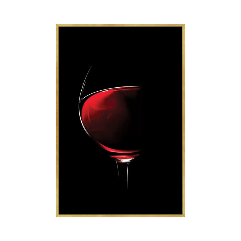 «Red Wine» par Johan Swanepoel - impression d'art graphique, Toile encadrée d'or, Pas de tapis, H 60 po x l 40po x P 1,5 po