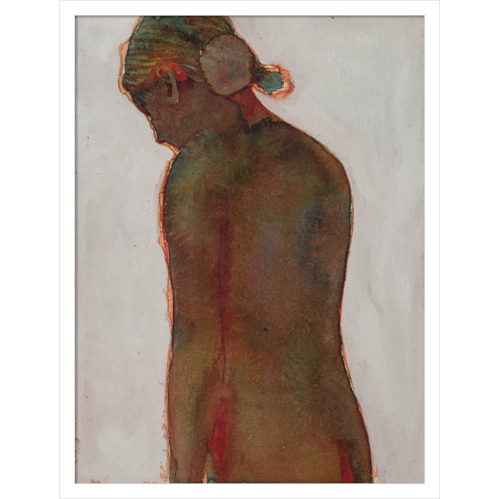 Figure by Dean Graham, 25" H x 19" W, White Framed