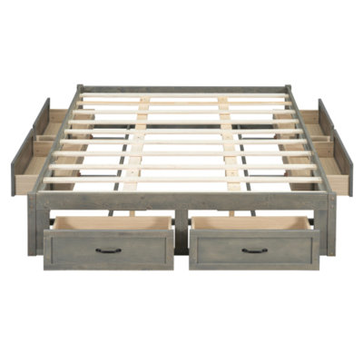 Lit plateforme avec 6 tiroirs de rangement