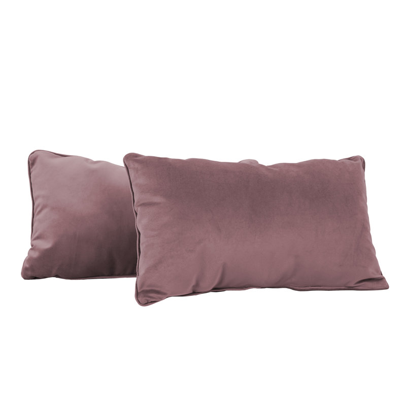 Coussin rectangulaire en microfibre lombaire avec passepoil, paquet de 2, Mauve, Rectangulaire H 12 po x l 20 po