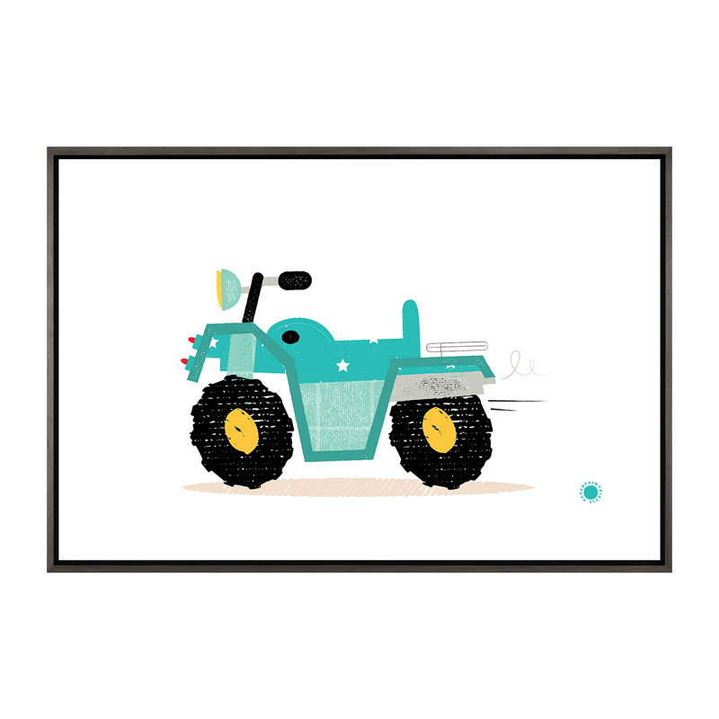 Quad, impression d'art graphique, H 40 po x l 60 po x 1,5 po, Pas de tapis, Toile avec cadre gris