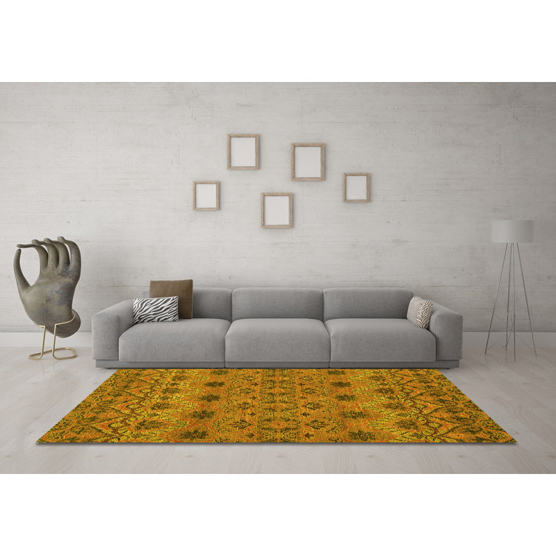 Washable Abstract Indoor Rug, Round 5'