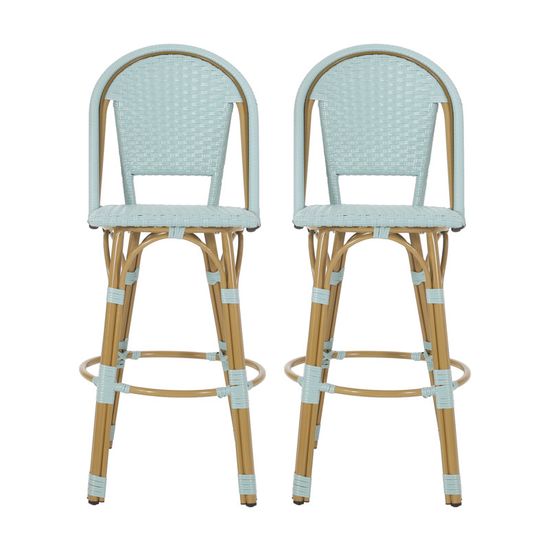 Eloisa Patio Bar Stool, Light Teal, 2
