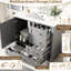 Meuble-lavabo moderne gris 36 po - Pin massif, lavabo en céramique, 3 tiroirs, cadre en pin à fermeture en douceur pour salle de bain-1426038565
