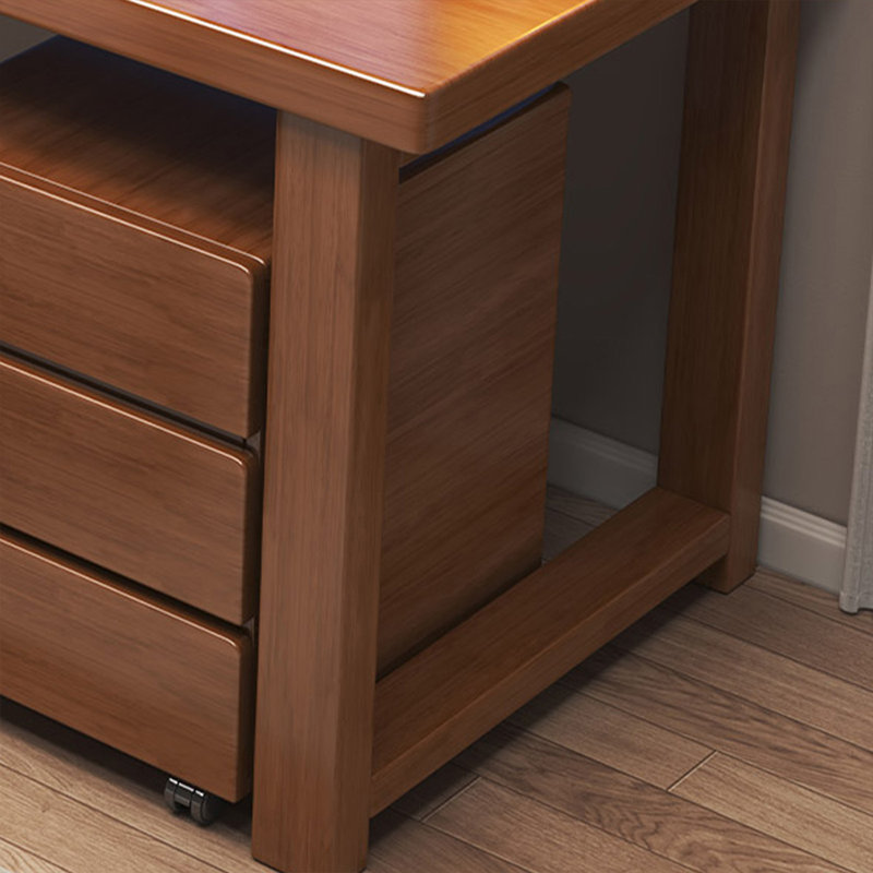 Bureau rectangulaire à 3 tiroirs en bois massif brun noisette, H 29,53 po x l 55,12 po x P 23,62 po