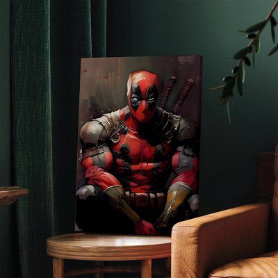 1PC Wall Arts Posters Framed,  Deadpool Canvas Wall Art Marvel Superhero Poster Print Modern Home Decor for Living Room Bedroom Office Kids Room Fan Gift High Quality Vivid Colors Ready to Hang