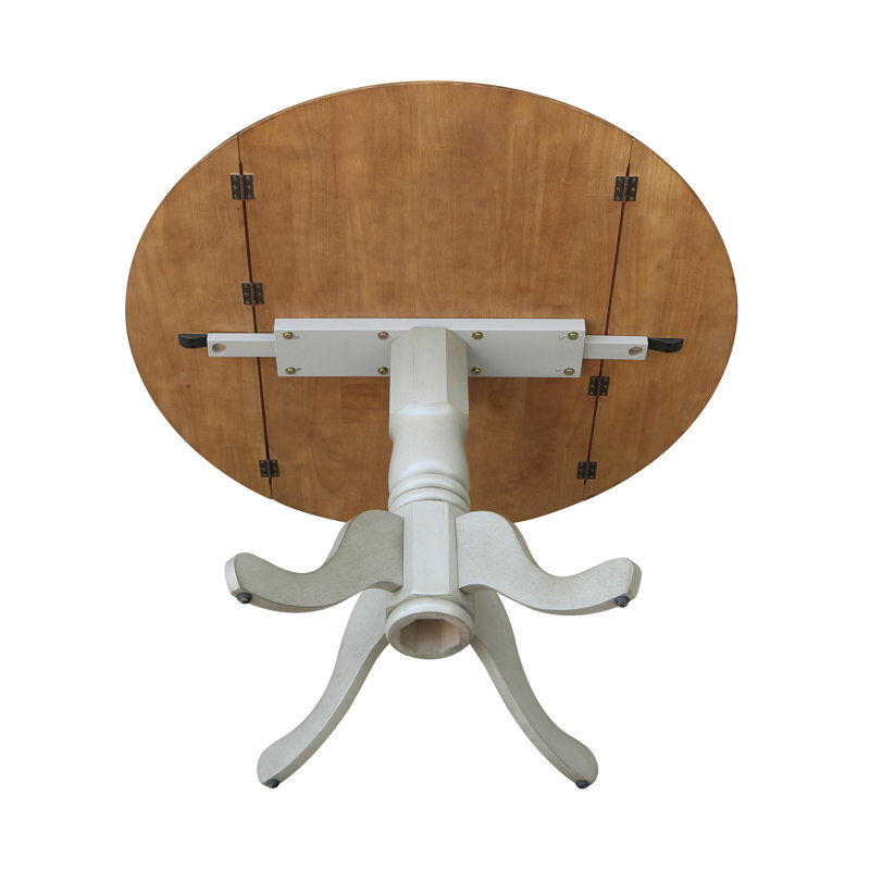 Philipston Extendable Round Solid Wood Dining Table, Stone, Stone