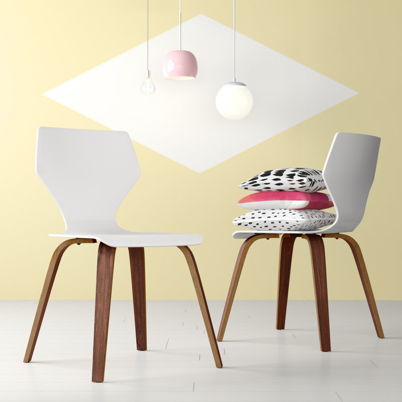 Chaise d'appoint Beckley, Blanc / Noyer