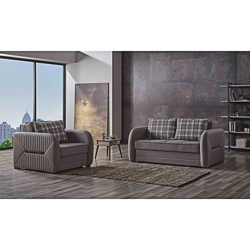 Fauteuil rembourré convertible avec rangement, Beige gris