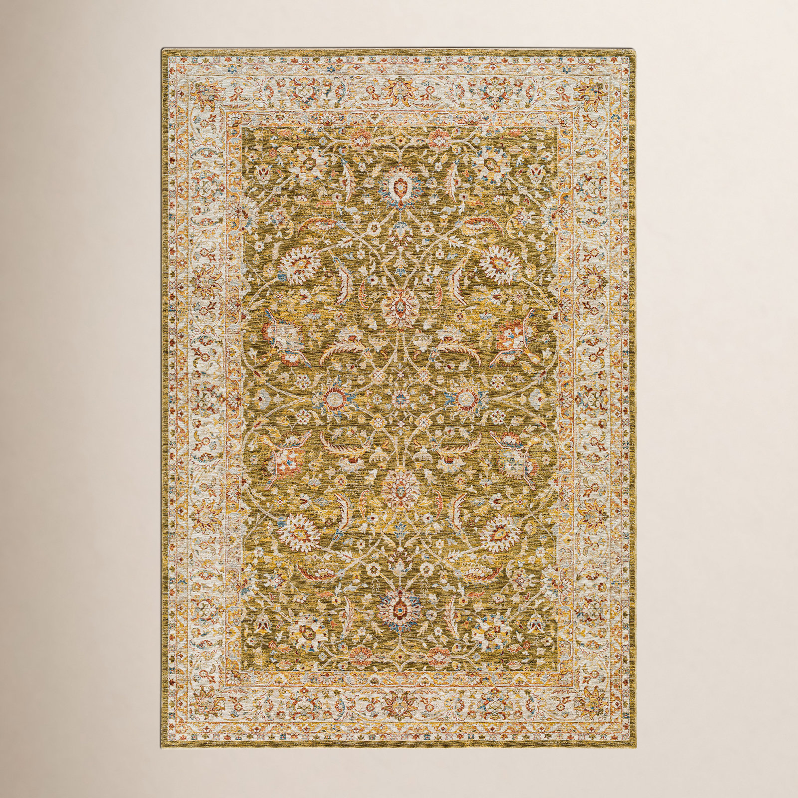 Bower Green/Beige Rug, Rectangle 10' x 14'