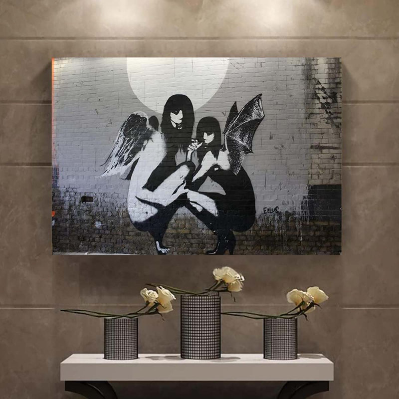 40*30,Banksy Street Graffiti Wall Art Decor Large Abstract Pictures Painting.