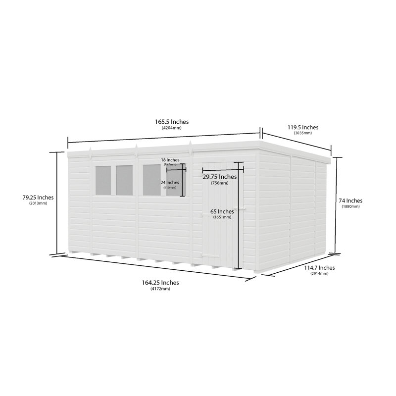 14x10 Pent Composite Shed