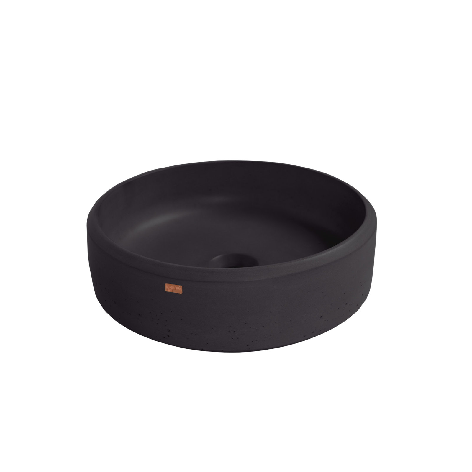 Ubud Round Concrete Vessel Sink, Coal Black