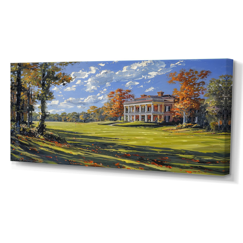 «Autumn Country Club Charm III - Country Club», reproduction d'art mural, Toile tendue, H 28 po x l 60 po x P 1,5 po