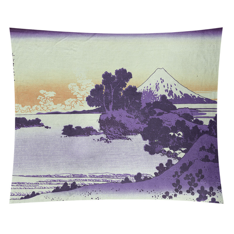 Shichiri Beach in Sagami Province Wall Tapestry, 27.5" H x 37.5" W, Purple/Black
