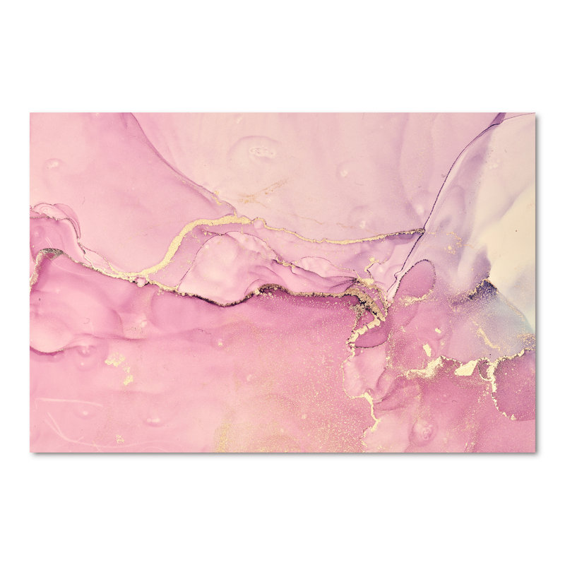 «Pink Marble Waves II», peinture sur toile, Toile tendue, H 40 po x l 60 po x P 1,5 po