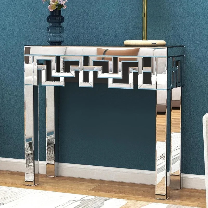 Console argentée avec finition miroir