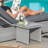 Damne 195cm Long Reclining Single Chaise with Cushions and Table