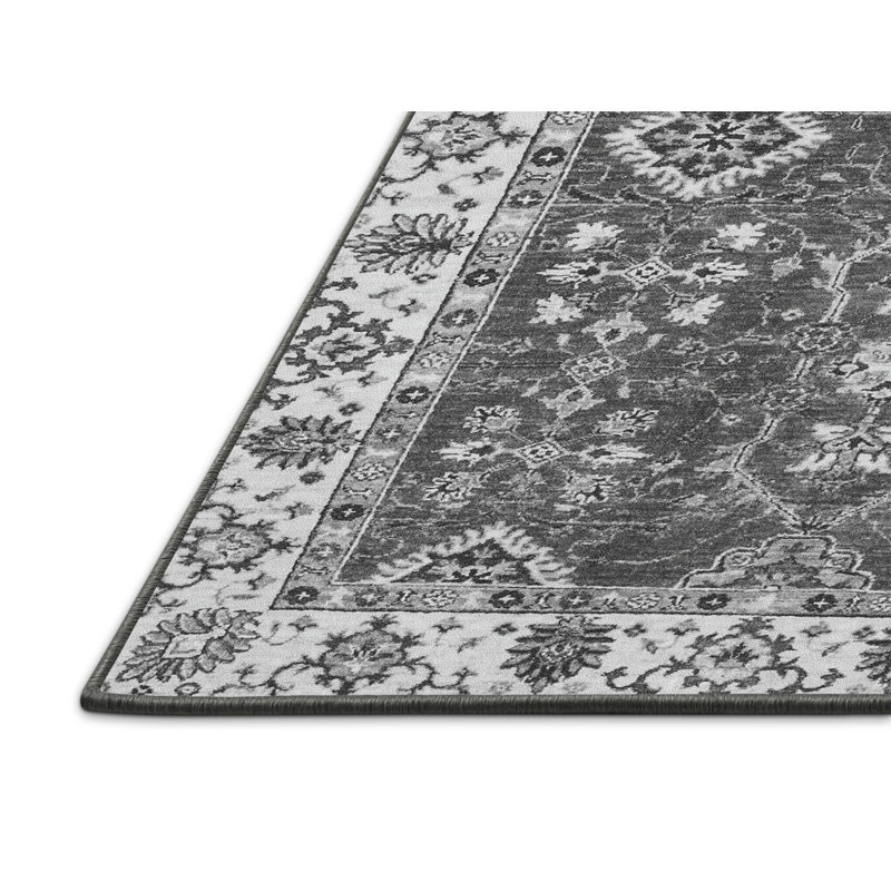 Tapis gris tissé à la machine Rectangle Arasele