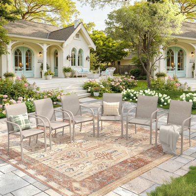 Outdoor Stacking Patio Dining Armchair Set Of 6