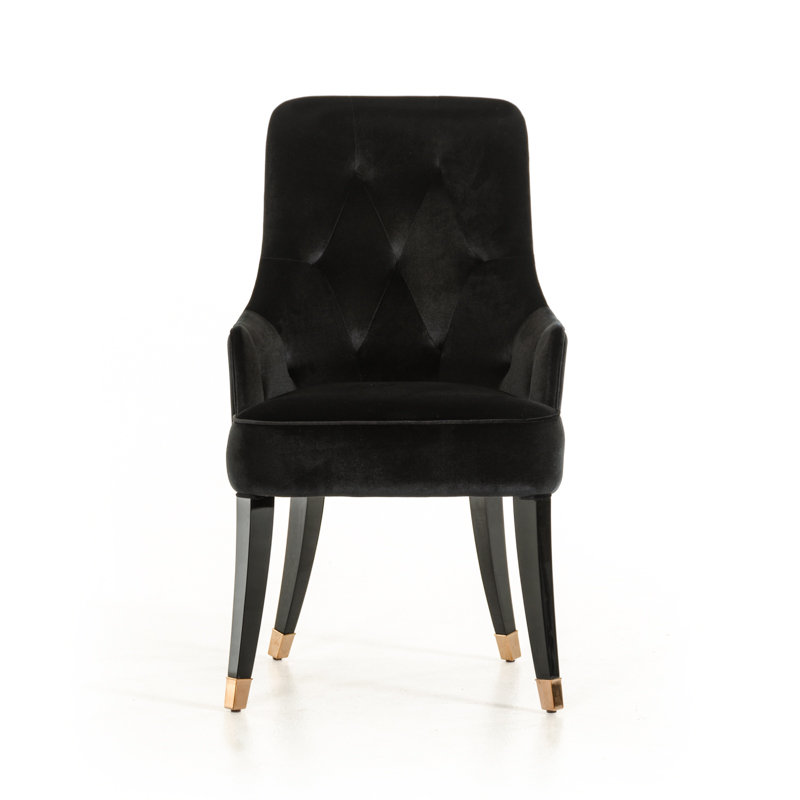 Chaise 38 po en velours noir, Noir