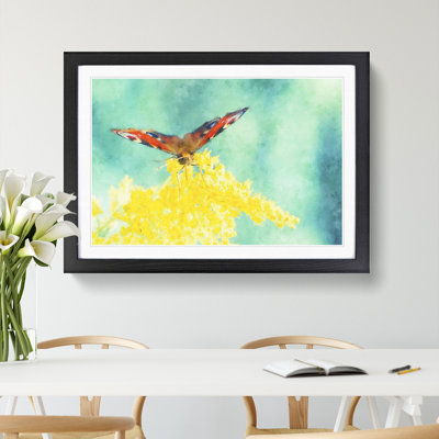 Butterfly on a Yellow Flower - Picture Frame Painting